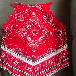 No Boundaries Red Bandana Halter Top